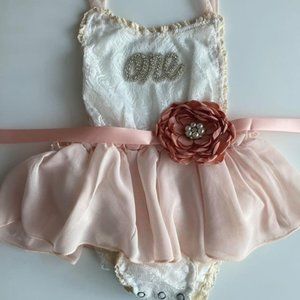 Boho Smash First Birthday Outfit Dress Clothes Romper Beige Ivory Lace Easter
